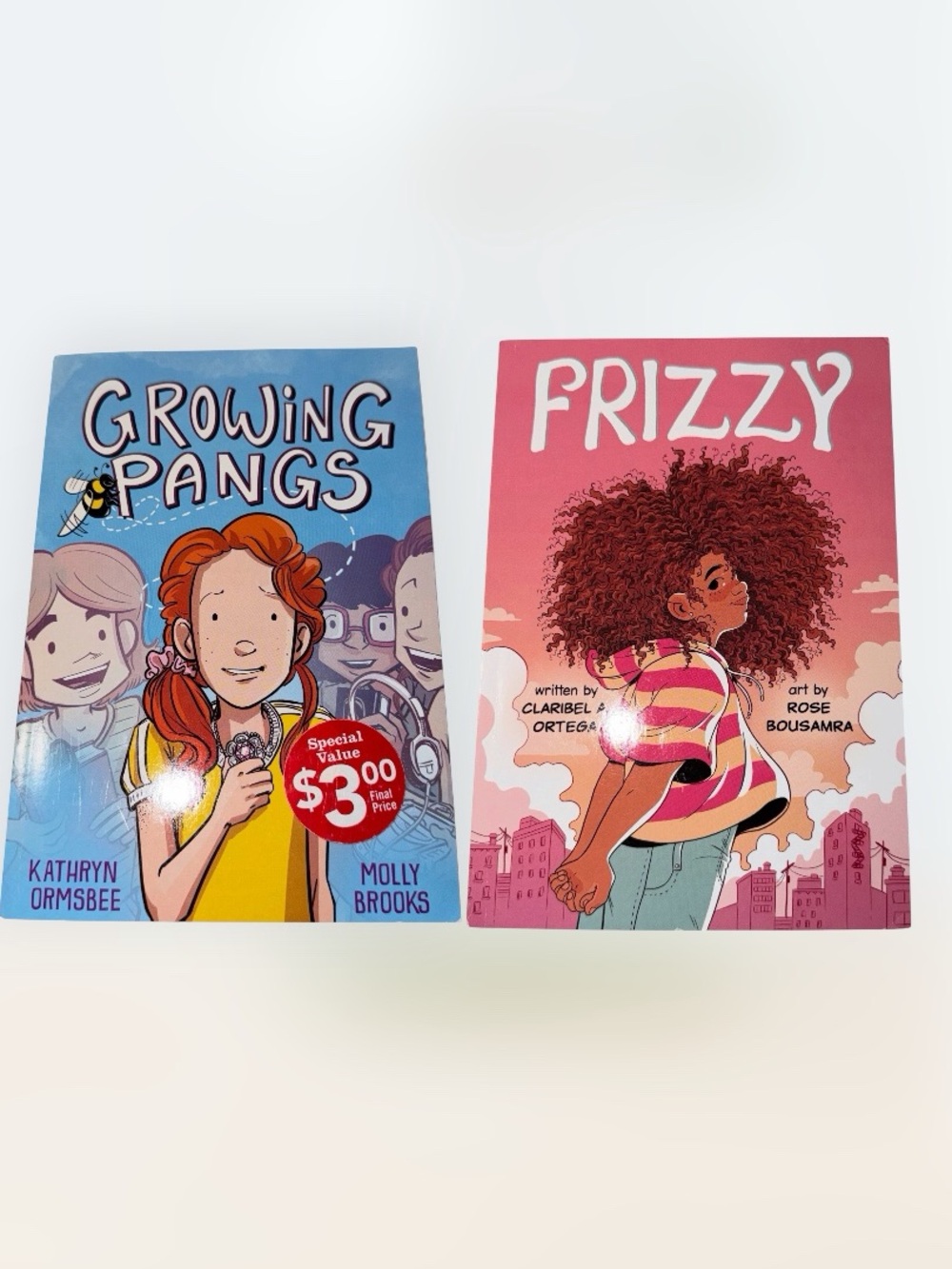 Lot of 2 Graphic Novels: Growing Pains and Frizzy, readers 9-12
